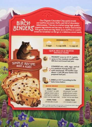 Birch Benders® Organic Chocolate Chip Muffin Mix Box Perspective: back