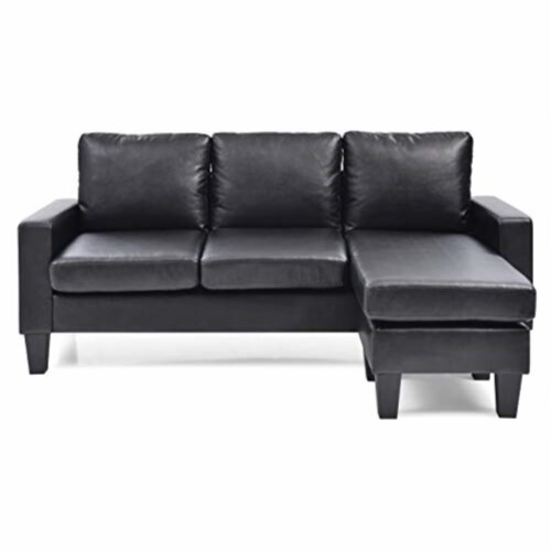 Glory Furniture Jenna Faux Leather Sofa Chaise in Black, 1 Kroger