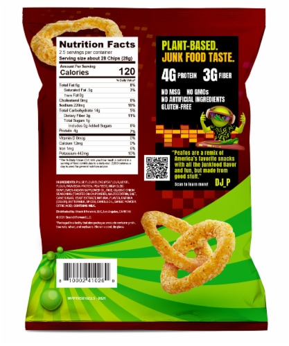 PeaTos Crunchy Pizza Rings Snack Perspective: back