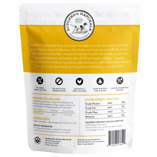 Butcher's Natural Chicken Jerky Dog Treats Perspective: back