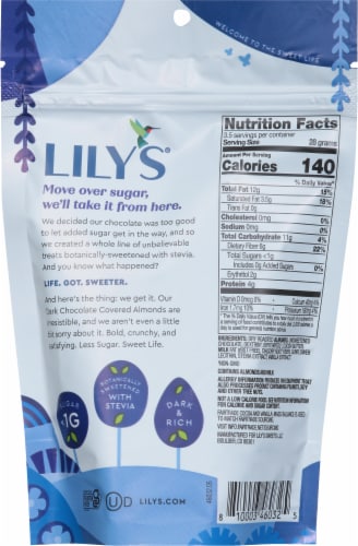 Lily's® Dark Chocolate Covered Almonds Perspective: back