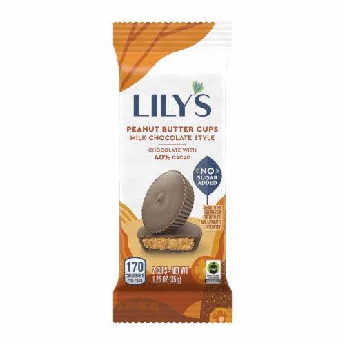 LILY'S Milk Chocolate Style Peanut Butter Cups No Sugar Added Sweets Pack Perspective: back