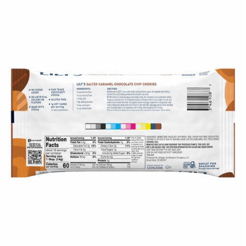 Lily's® Gluten Free Chocolate Salted Caramel Flavored Baking Chips Perspective: back