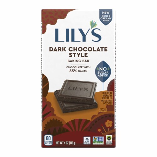 LILY'S Dark Chocolate Style No Sugar Added Baking Bar Perspective: back