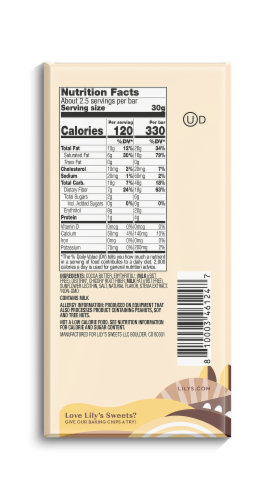 Lily's® Original White Chocolate Style Bar Perspective: back