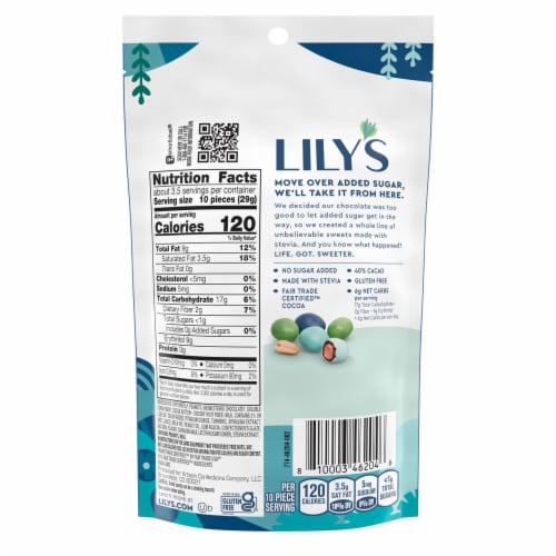 LILY'S Milk Chocolate Style Peanut Candy Coated Pieces Bag Perspective: back
