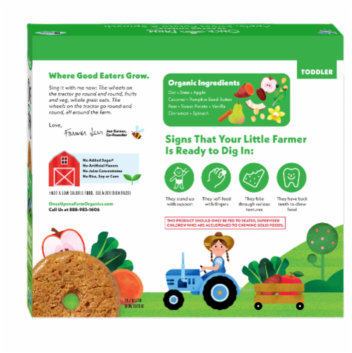 Once Upon A Farm™ Tractor Wheels™ Apple Sweet Potato & Spinach Organic Toddler Bars Perspective: back