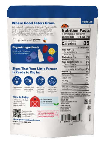 Once Upon a Farm™ Organic Blueberry Burst Smoothie Melts Perspective: back
