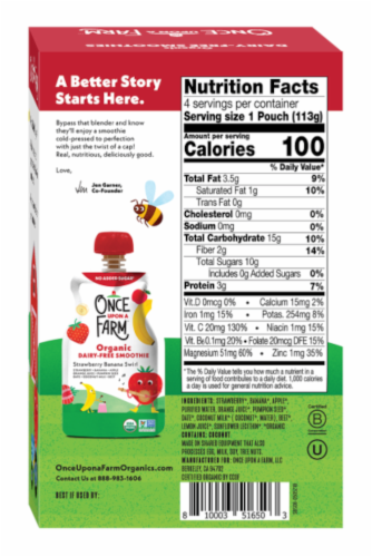 Once Upon A Farm™ Organic Dairy-Free Strawberry Banana Smoothie Perspective: back