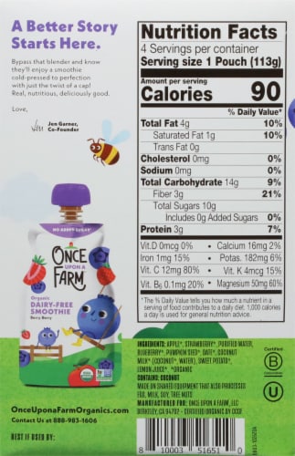 Once Upon A Farm™ Organic Dairy-Free Berry Berry Quite Contrary Smoothies Perspective: back