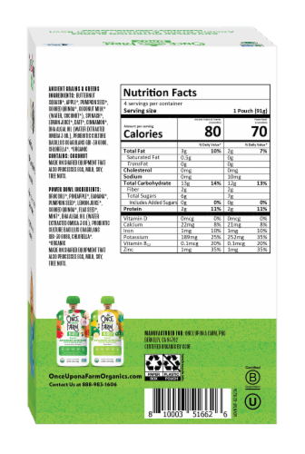 Once Upon a Farm Advanced Nutrition Ancient Grains and Greens Power Bowl Organic Multipack Baby Food Perspective: back