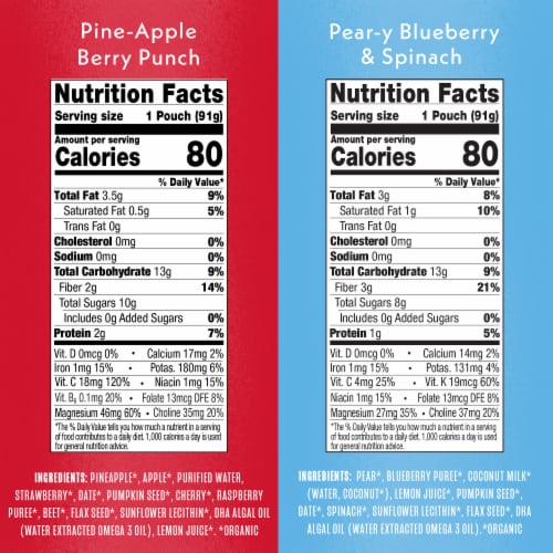 Once Upon a Farm™ Smart Blend Bananas for Apples and Greens and Ras-Pear-Y Kale Organic Snack Pouch Perspective: back