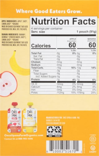 Once Upon a Farm Organic Baby Oatmeal Blends 4 Pack Perspective: back