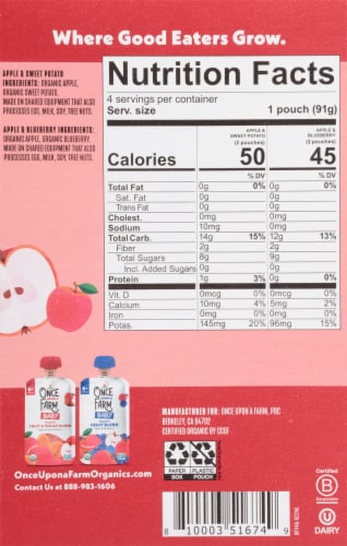 Once Upon a Farm Organic Baby Apple Blends Pouch Perspective: back