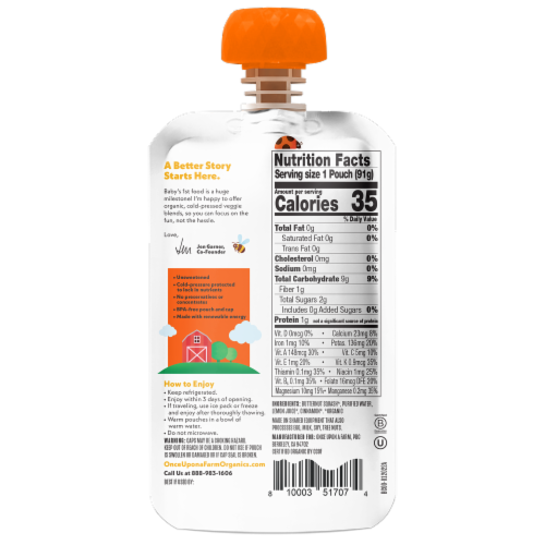 Once Upon a Farm™ Butternut Squash with Cinnamon Organic Baby Food Pouch Perspective: back