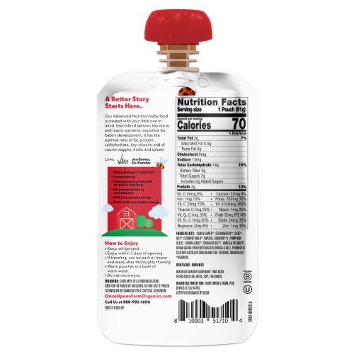 Once Upon a Farm™ Advanced Nutrition Cauliflower Fields Organic Baby Food Pouch Perspective: back