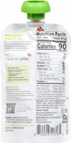 Once Upon a Farm™ Smart Blend Bananas for Apples and Greens Organic Snack Pouch Perspective: back