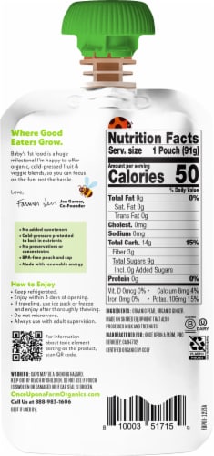 Once Upon a Farm™ Pear with Ginger Organic Baby Food Pouch Perspective: back
