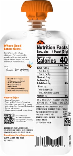 Once Upon a Farm™ Organic Baby Peach Mango Apple & Squash with Basil Pouch Perspective: back
