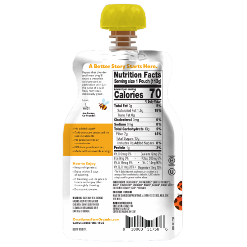 Once Upon a Farm™ Peach Sunrise Organic Dairy-Free Smoothie Pouch Perspective: back