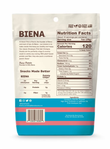 Biena® Himalayan Pink Salt Chickpea Snack Value Pack Perspective: back