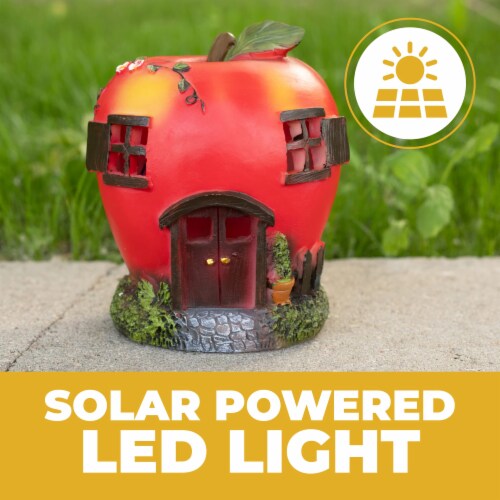 VP Home Apple Fairy House Solar Light, Flickering LED Garden Light Perspective: back