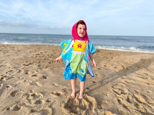 Dawhud Direct  Mermaid and Friends  Poncho Beach Towel for Kids Perspective: back