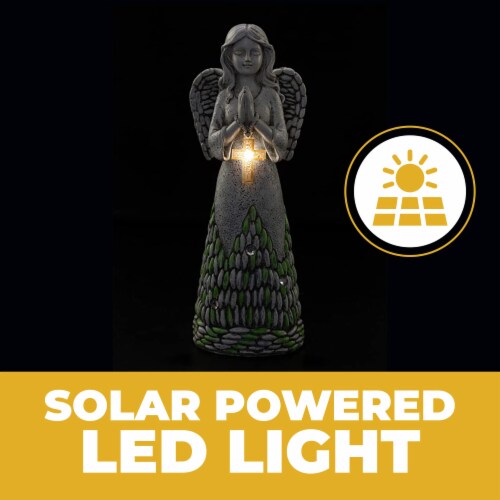 Praying Angel with Cross Solar Powered LED Outdoor Decor Garden Light Perspective: back