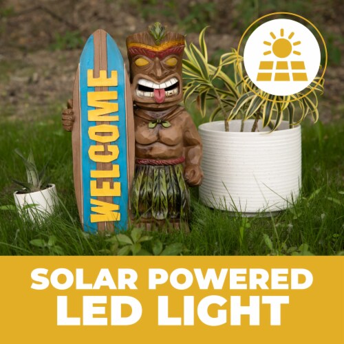 VP Home Welcome Surfboard Tiki 1 Solar Light for Home Outdoor Decor 1.97 H 13.78 L 10.55 W Jay C Food Stores