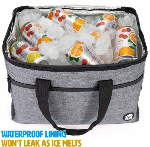 VP Home Heather Gray 48 Can Large Collapsible Insulated Cooler Bag Perspective: back