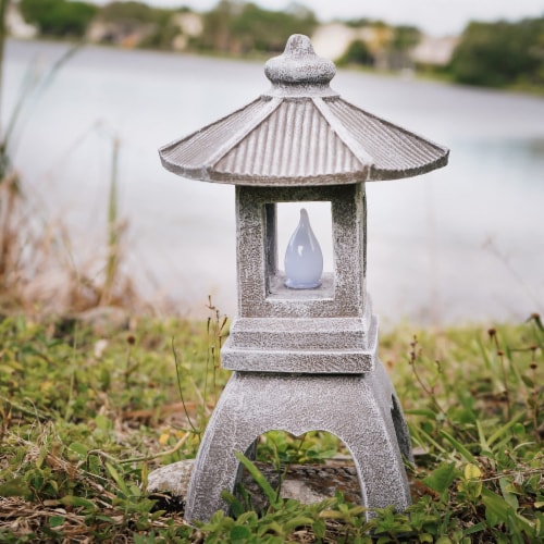 VPHome Tranquil Pagoda Garden Statue Solar Powered Japanese Decor LED Garden Light 12 H x 7.5 W x 6.5 D Gerbes Super Markets