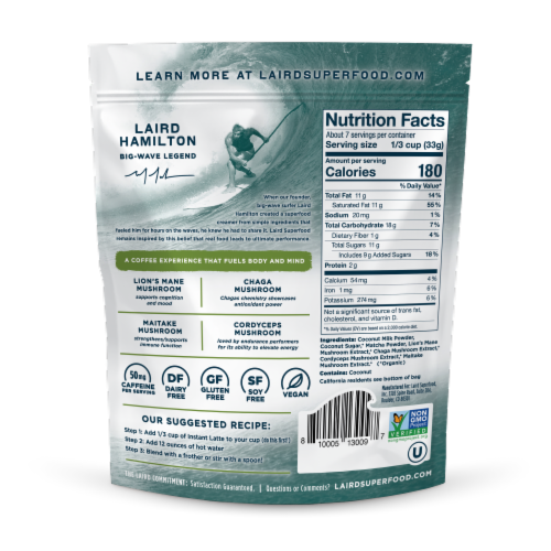 Laird Superfood® Matcha Instant Latte Perspective: back