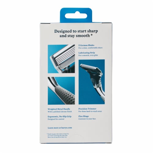 Harry's Chrome Edition 5-Blade Men's Razor with Replacement Razor Blade Refill Cartridges Perspective: back