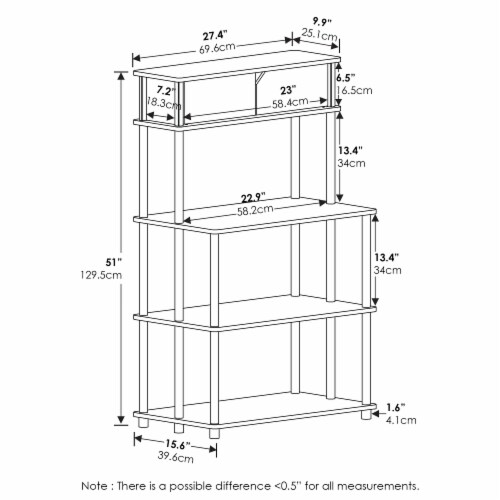 Turn-N-Tube Toolless Storage Shelf With Top Cabinet, French Oak Grey/Black Perspective: back