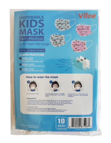 Viloe Disposable Kids Face Masks Perspective: back