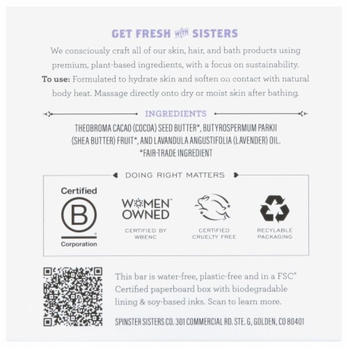 Spinster Sisters Co.® Lavender Body Butter Bar Perspective: back