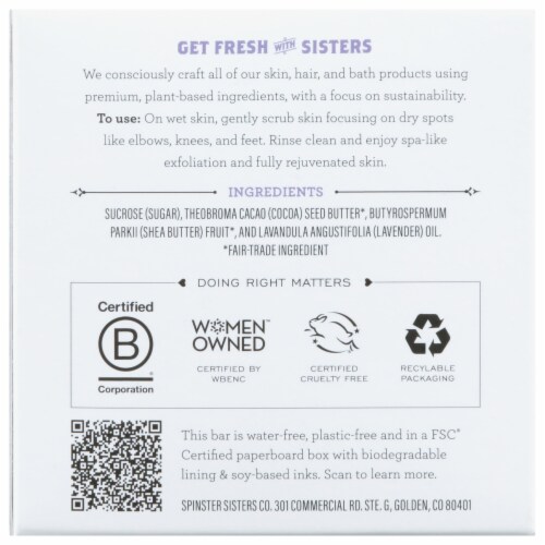 Spinster Sisters Co.® Lavender Sugar Scrub Bar Perspective: back