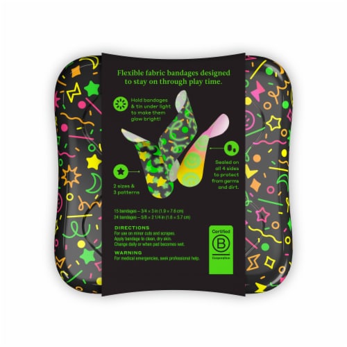 Welly® Glow In The Dark Flex Fabric Bandages Perspective: back