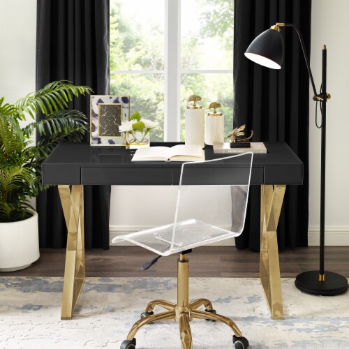 Black gold office desk discount