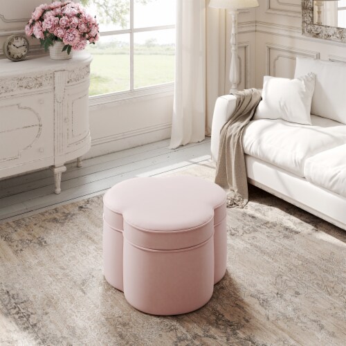 Rustic Manor Romilly Velvet Clover Shaped Cocktail Storage Ottoman Blush 28 L x 28 W x 17.7 H Smith s Food and Drug