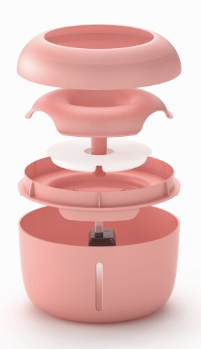Moda-Pure' Ultra-Quiet Filtered Dog and Cat Fountain Waterer - One Size / Pink Perspective: back