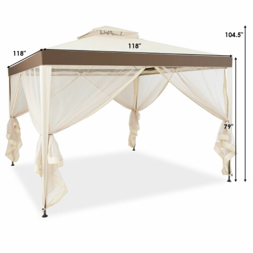 Gymax 10'x 10' Canopy Gazebo Tent Shelter Mosquito Netting Outdoor Patio Perspective: back
