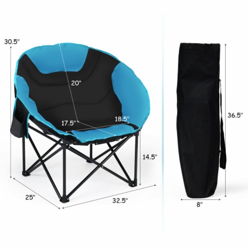 Moon Saucer Steel Camping Chair Folding Padded Seat w/ Carry Bag Perspective: back