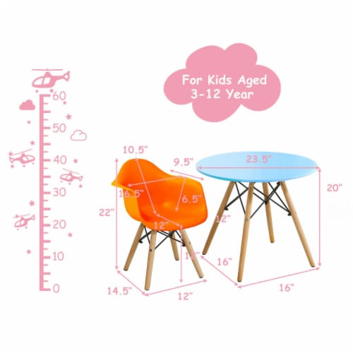 Gymax 5 PC Kids Modern Colorful Round Table Chair Set with 4 Arm Chairs Perspective: back