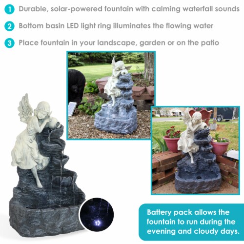 Sunnydaze Angel Falls Solar Water Fountain with Battery/LED Sunnydaze Angel Falls Solar Water Fountain with Battery/LED