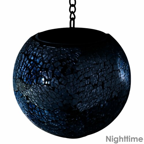 Sunnydaze Outdoor Mosaic Solar Hanging Gazing Globe Orb with LED Light, Sea Mist Color, 6-inch Sunnydaze Outdoor Mosaic Solar Hanging Gazing Globe Orb with LED Light, Sea Mist Color, 6-inch