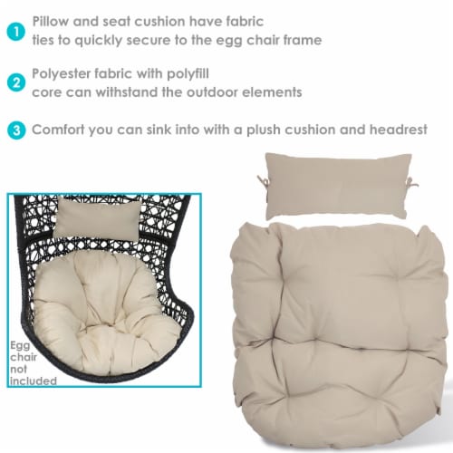 Sunnydaze Cordelia Egg Chair Replacement Seat and Headrest