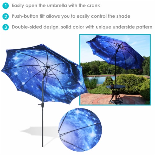 Sunnydaze 9 ft Aluminum Patio Umbrella with Tilt and Crank - Starry Galaxy Perspective: back