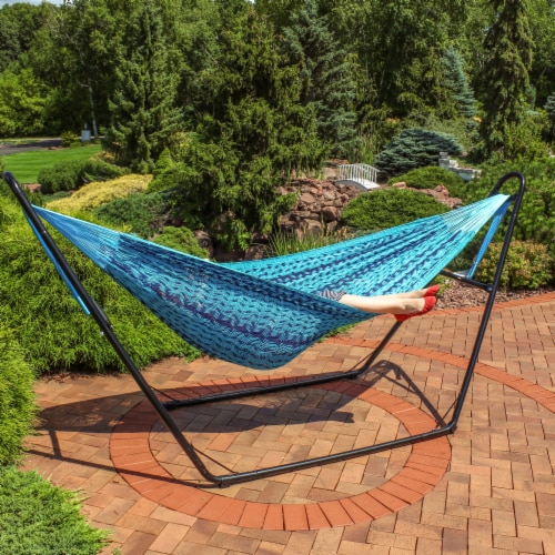 Sunnydaze 2 Person Cotton and Nylon Woven Fabric Hammock Striped Blue 1 Smith s Food and Drug