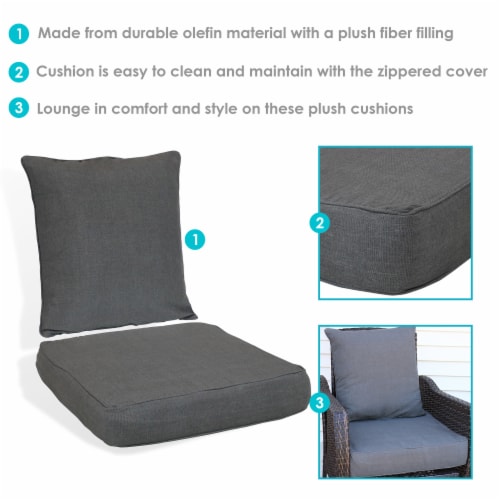 Sunnydaze Indoor Outdoor Polyester Back and Seat Cushions Gray